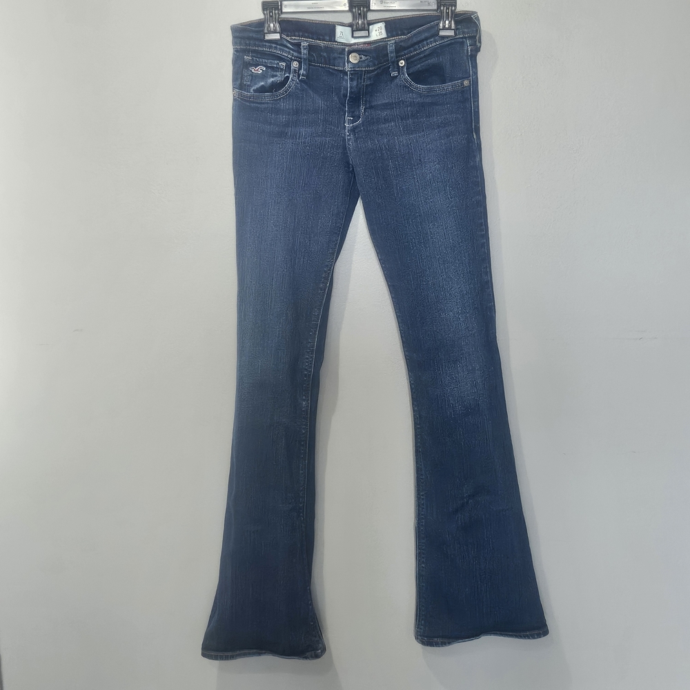 Hollister Social Stretch Flare Jeans Women’s 7L 28x35 Medium Wash Low Rise